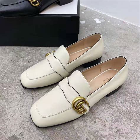 white gucci inspired loafers